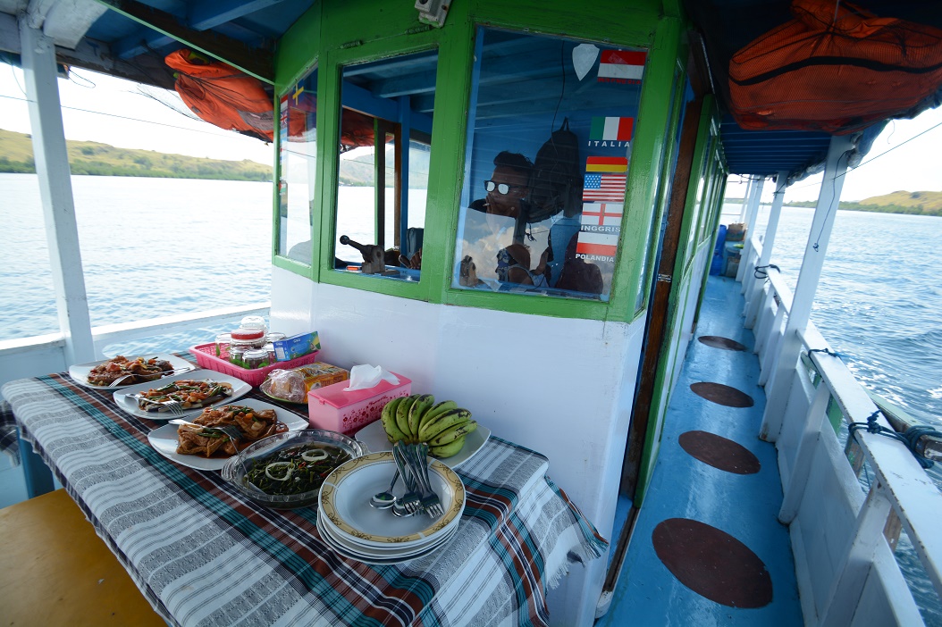 Food spread on Indonesian boat